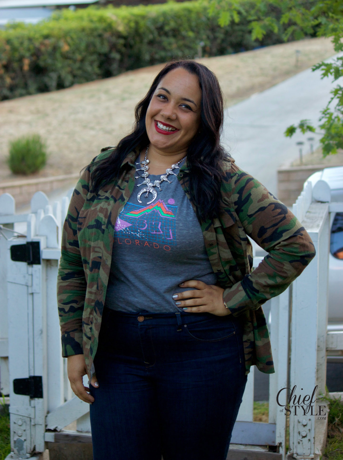Amy Stretten, a plus size style blogger and the creator of The Chief of Style, in Eagle Rock, Los Angeles, California.