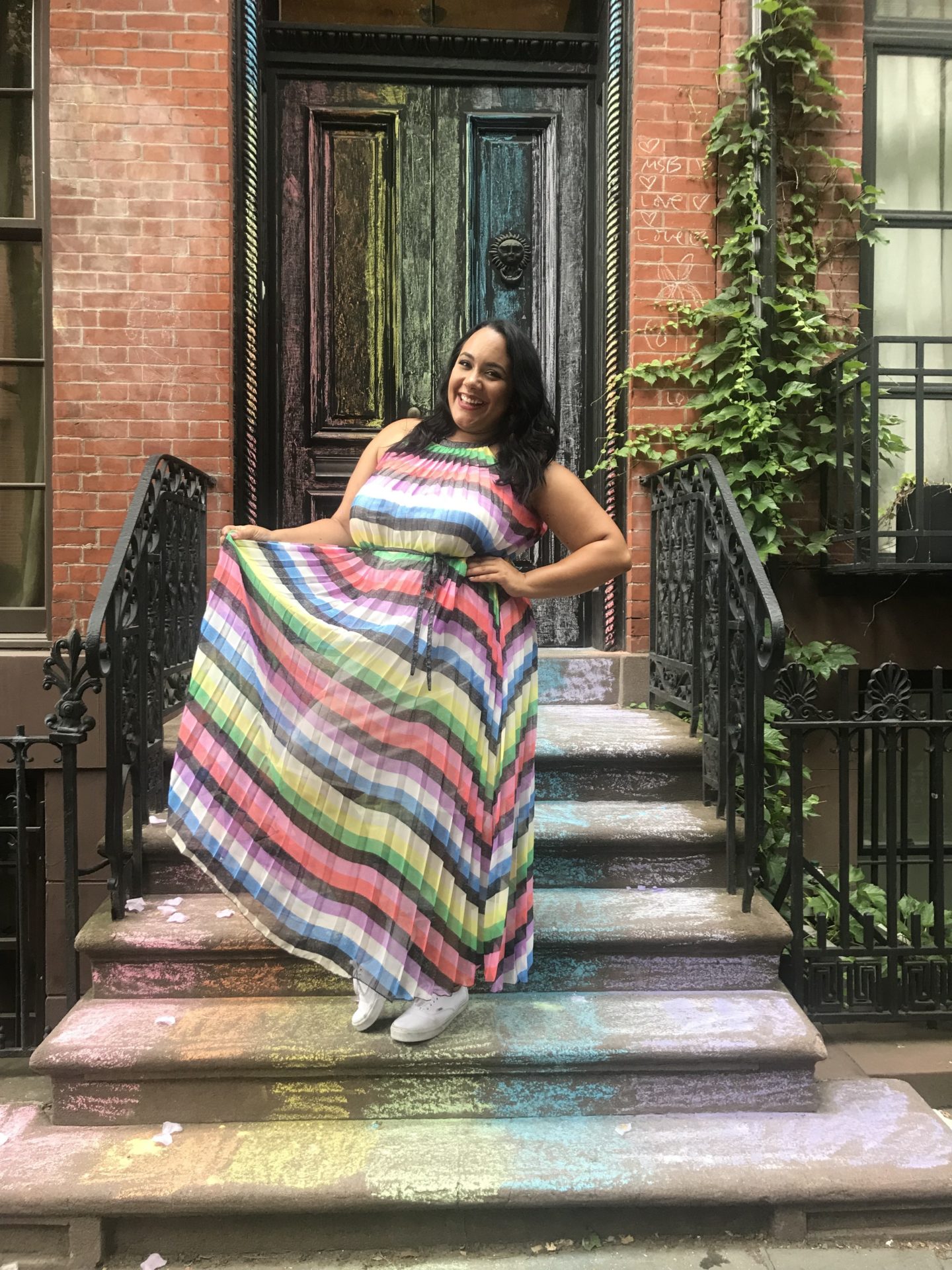 Amy Stretten, The Chief of Style, at NYC Pride 2018 with Mic for Dove