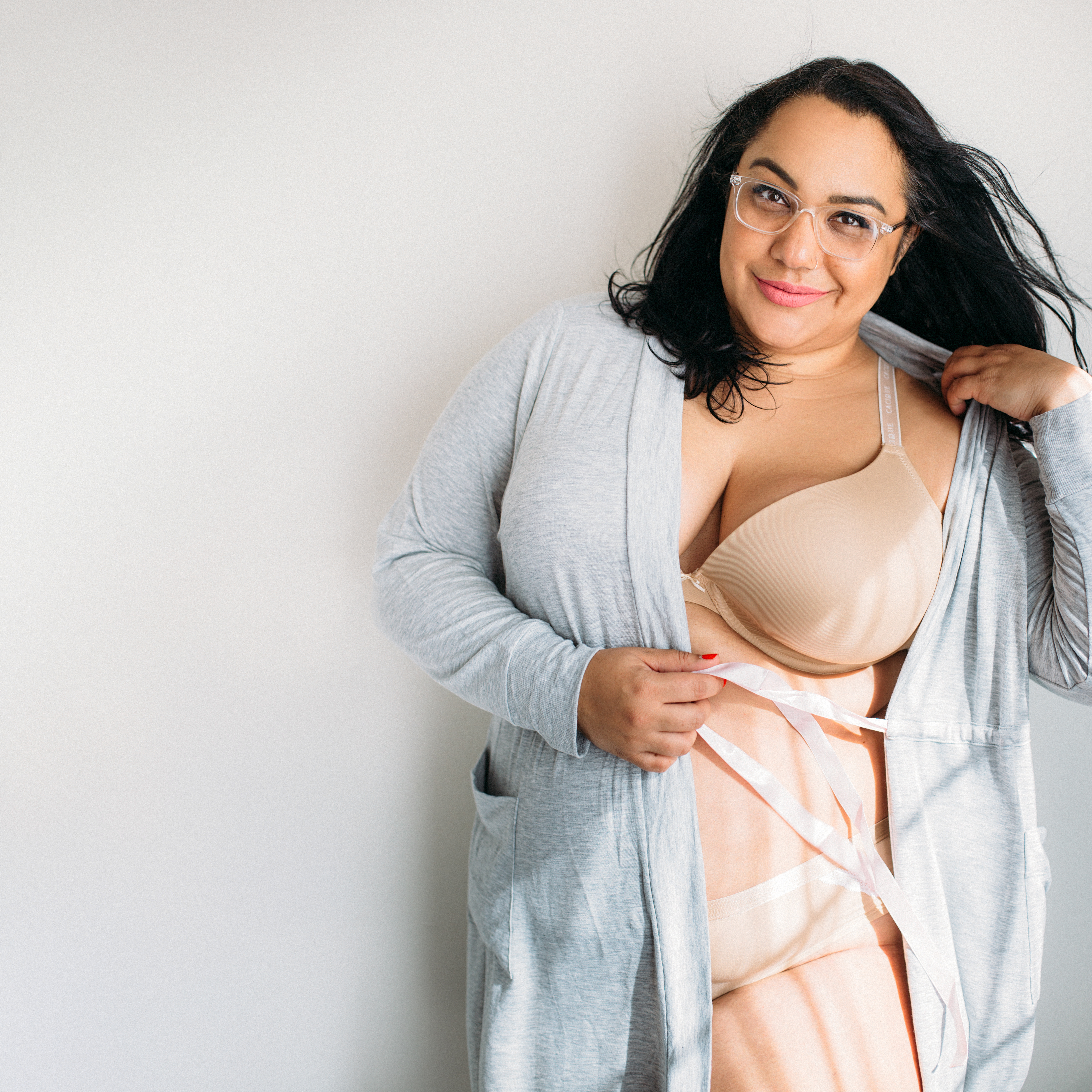 The Chief of Style in Lane Bryant Cacique So Light Soft Plunge Plus Size Bra, Panties, and Bathrobe